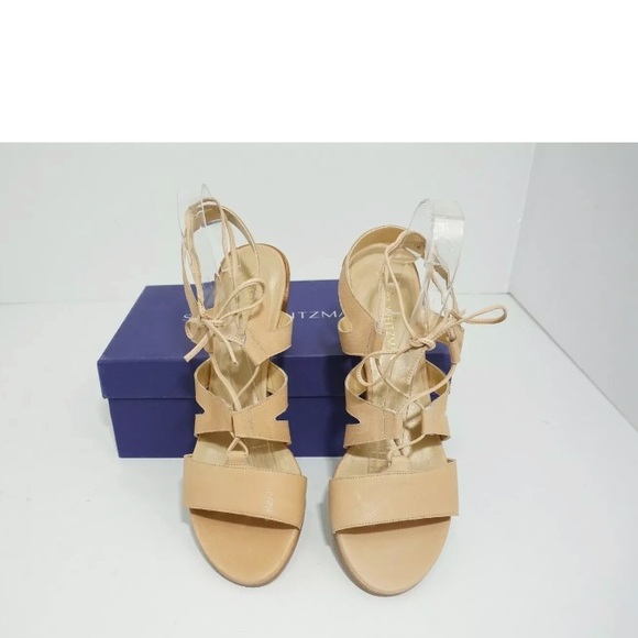 Stuart Weitzman Beige Leather High Heels Sandals - Picture 7 of 8